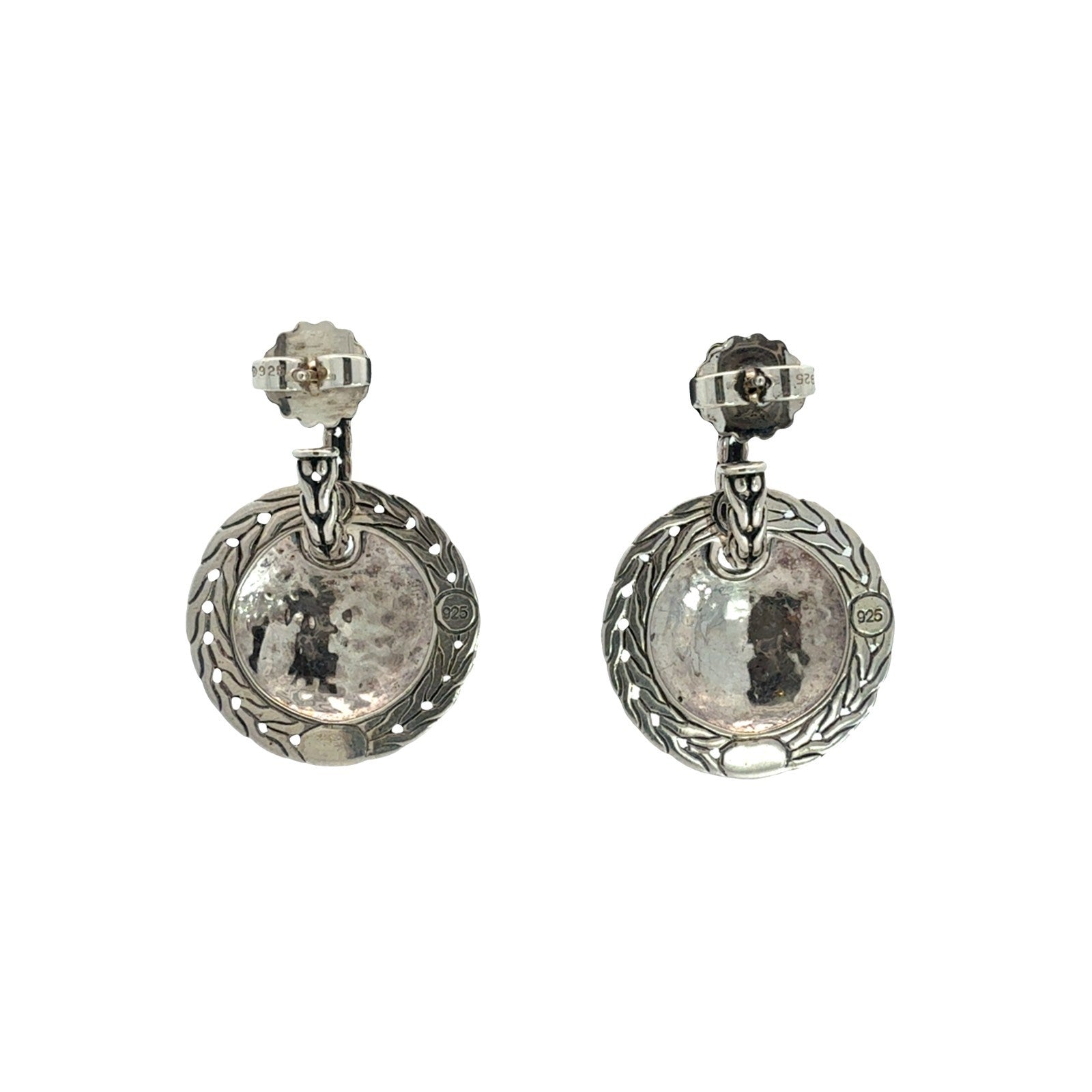 John Hardy Sterling Silver Hammered Disc Drop Earrings4