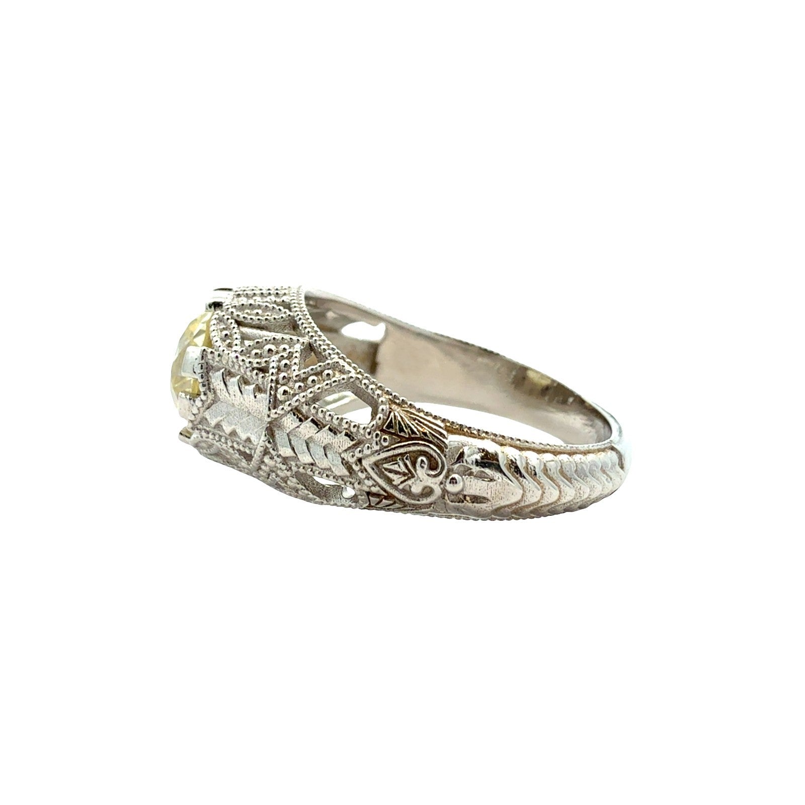 NEW 18k White Gold Filigree 1.75tcw Yellow Diamond Euro Cut Engagement Ring4