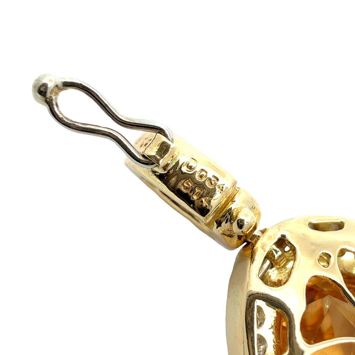 18k Multi-Tone Gold 5.14tcw Citrine with 0.34cttw Diamond Halo Pendant8