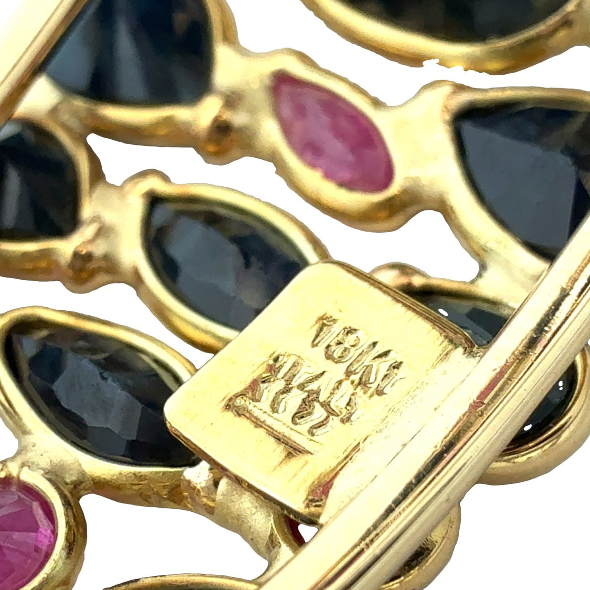Vitnage 18k Yellow Gold 16.10cttw Sapphire & 3.31cttw Ruby Cuff Bracelet5