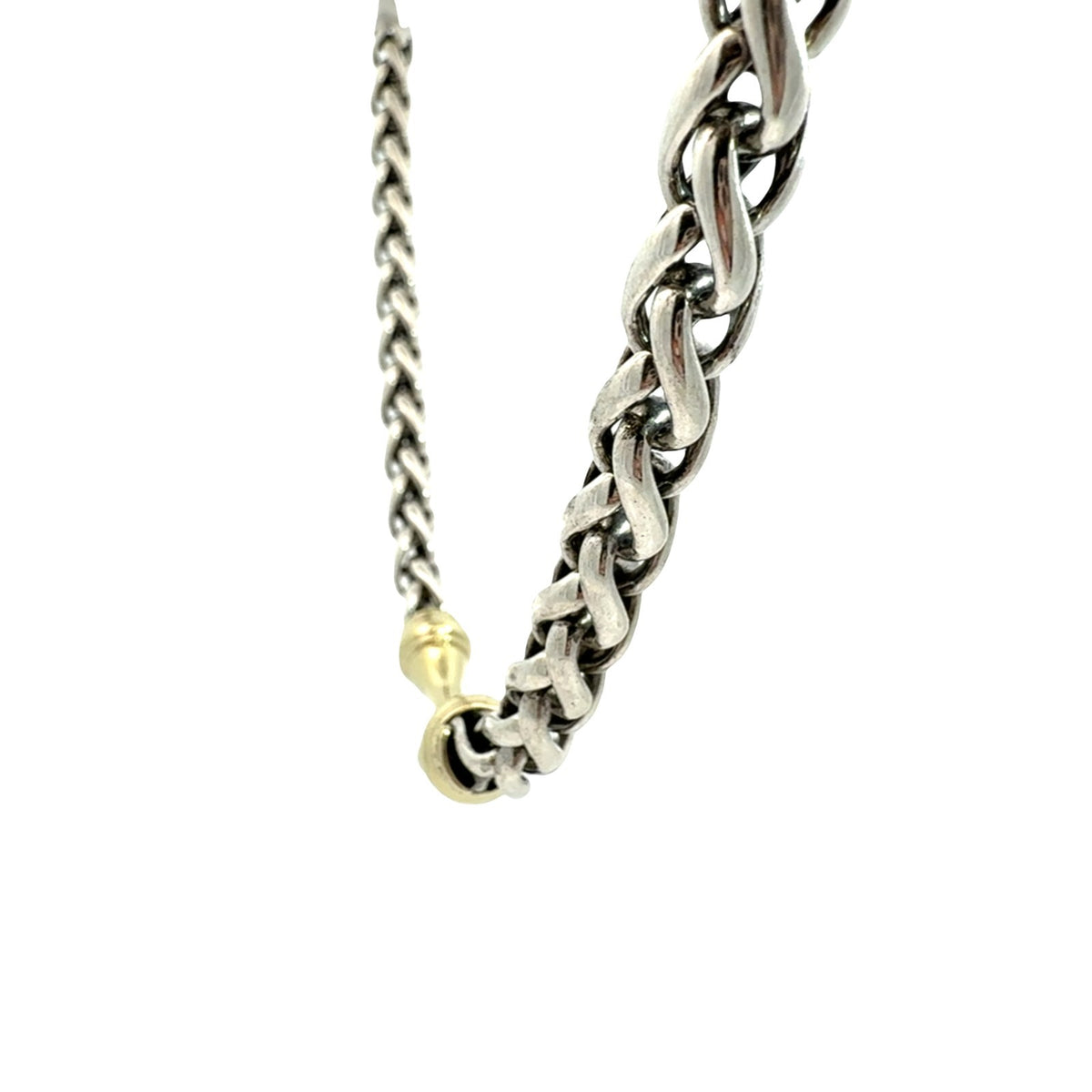 David Yurman Two-Tone Sterling Silver & 14k Gold Woven Wheat Chain Necklace 16"2