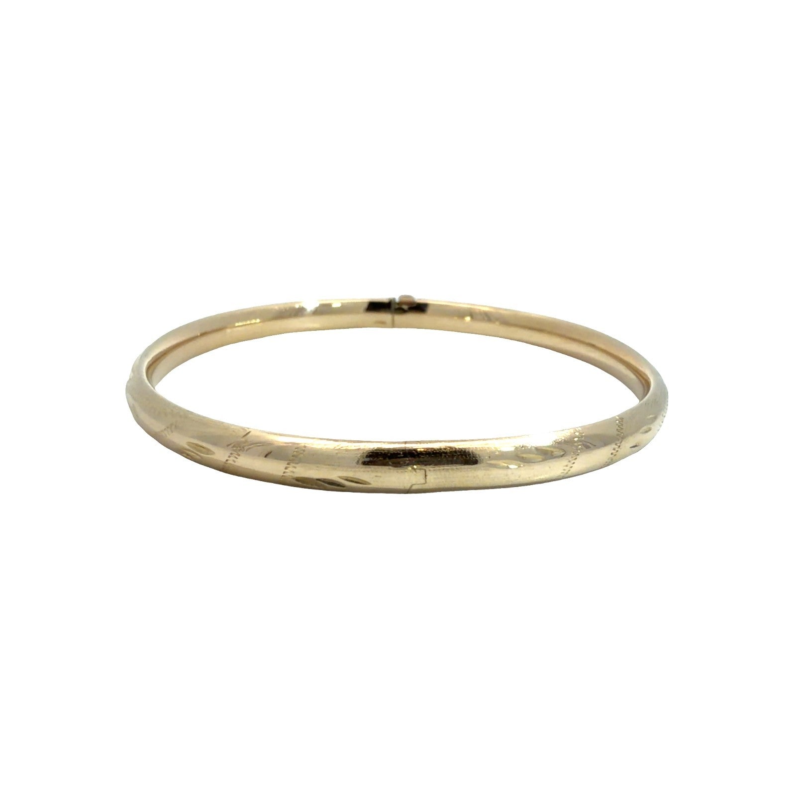 14k Yellow Gold Etched Bangle Bracelet3