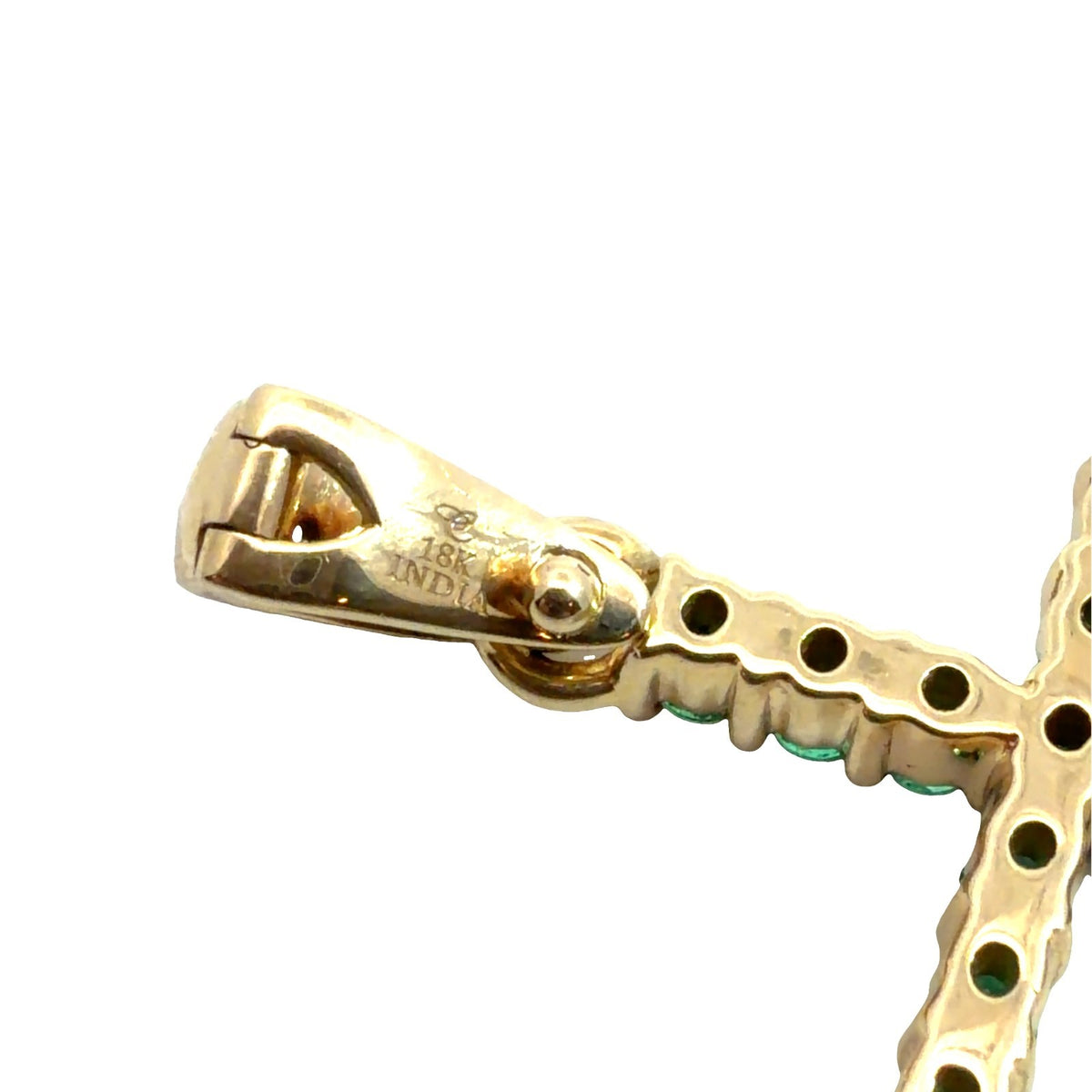 18k Yellow Gold Cross Pendant with 0.32ctw Emeralds and 0.01ctw6