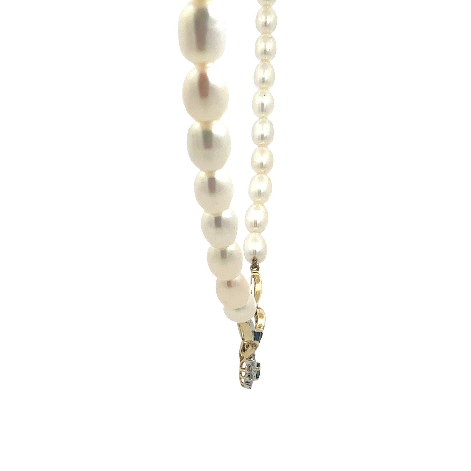 14k Yellow Gold 0.33cttw Sapphire and 0.11cttw Diamond Pearl Necklace2