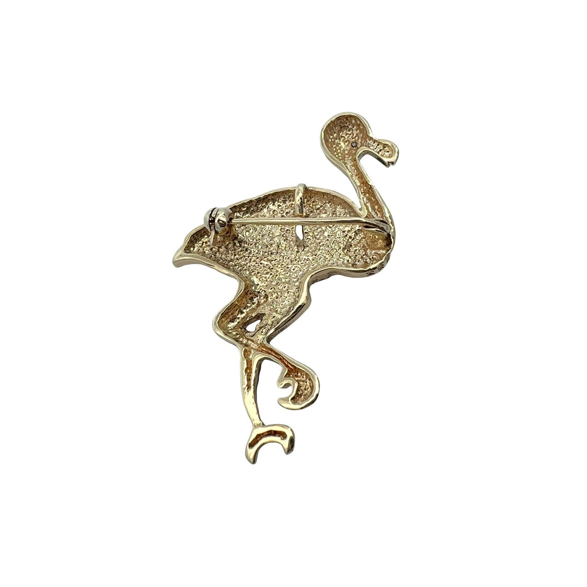 Vintage 14k Yellow Gold Opal Inlay & 0.01tcw Diamond Flamingo Pin/Pendant6