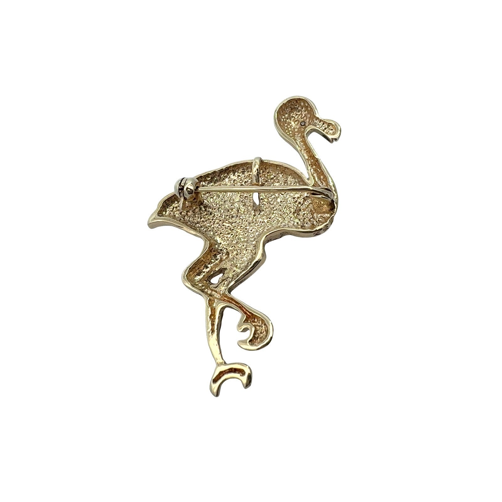 Vintage 14k Yellow Gold Opal Inlay & 0.01tcw Diamond Flamingo Pin/Pendant6