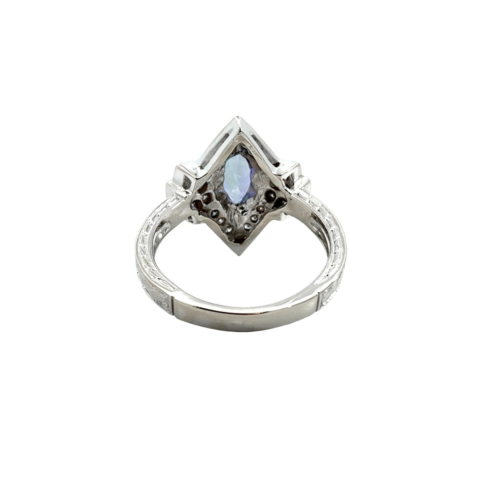 14k White Gold Marquise 1.91tcw Tanzanite 0.29cttw Diamond Art Deco Style Ring3