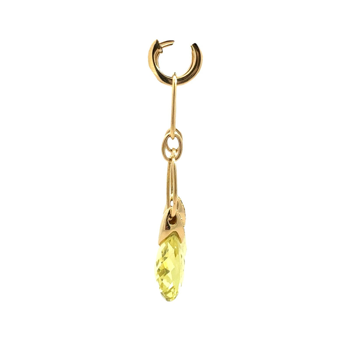 18k Yellow Gold 0.11cttw Diamond and Lemon Quartz Briolette Dangle Earrings2