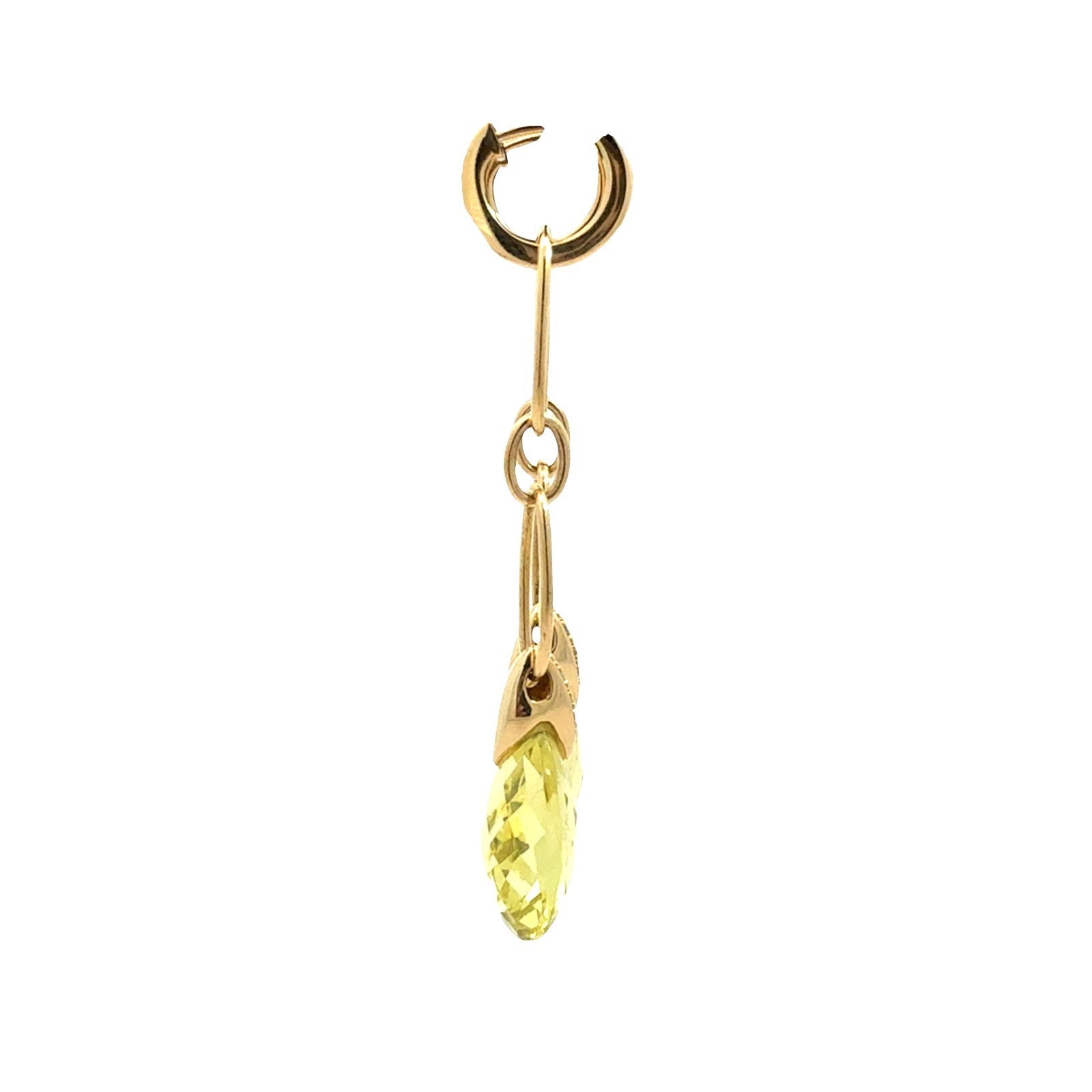 18k Yellow Gold 0.11cttw Diamond and Lemon Quartz Briolette Dangle Earrings2