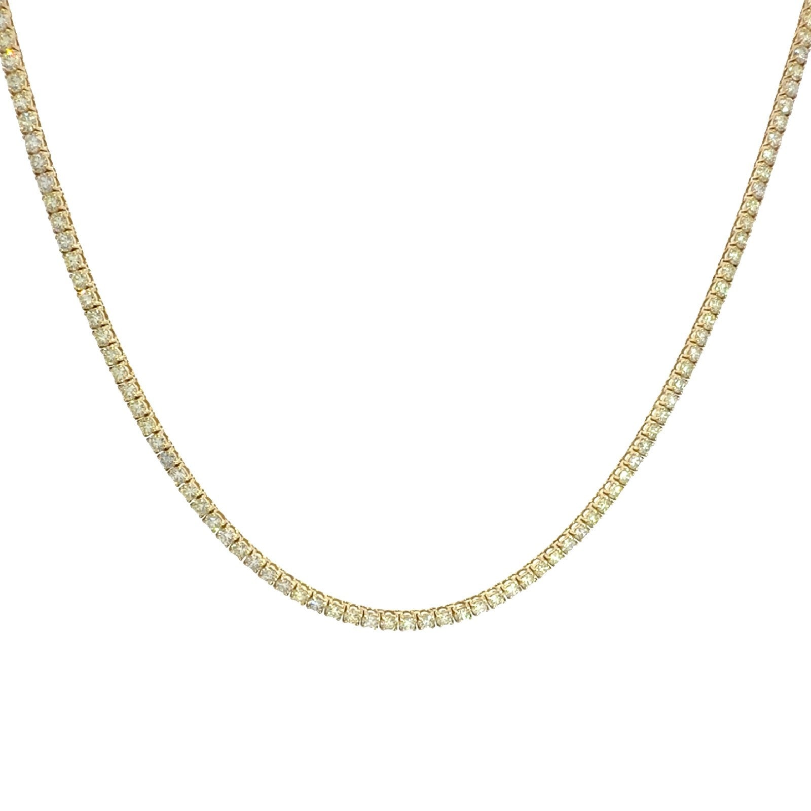 NEW 14k Yellow Gold 11.27cttw Diamond Tennis Necklace 16.5"0
