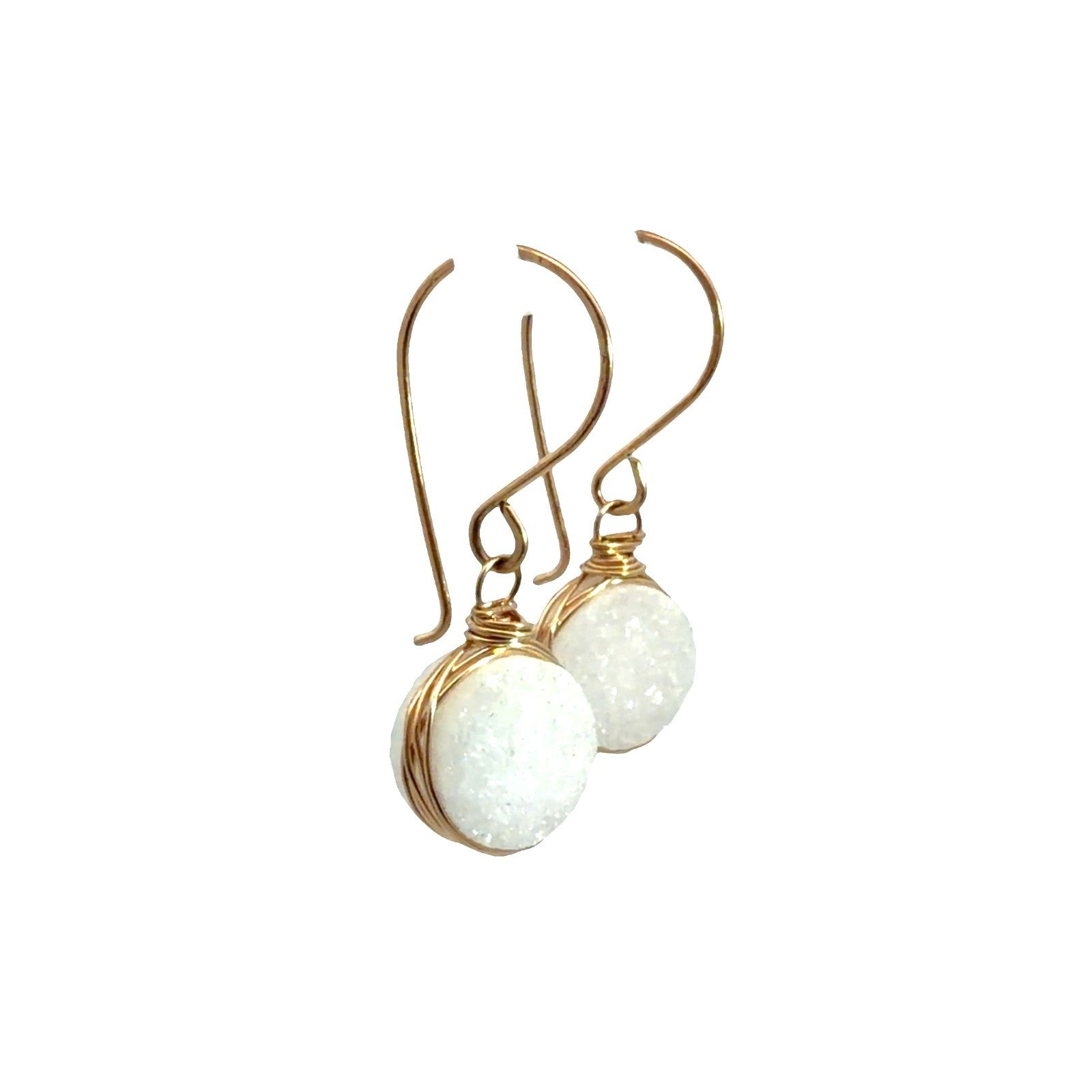 10k Yellow Gold Dangle Earrings with Round Quartz3