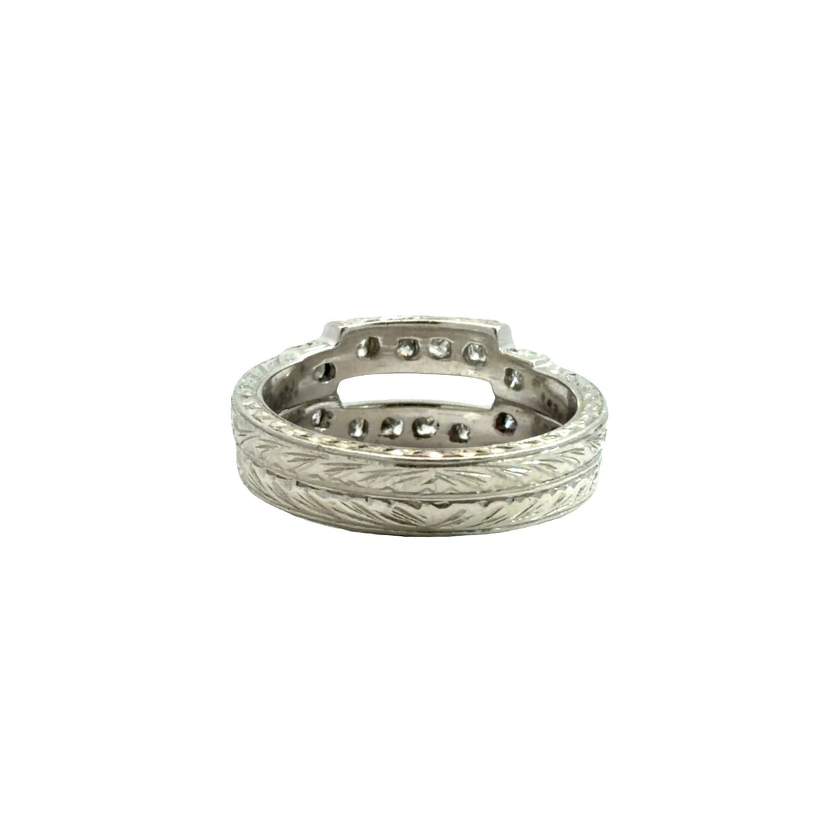 Platinum Bezel Set Princess Cut 0.48cttw Diamond Bands Size 5.54