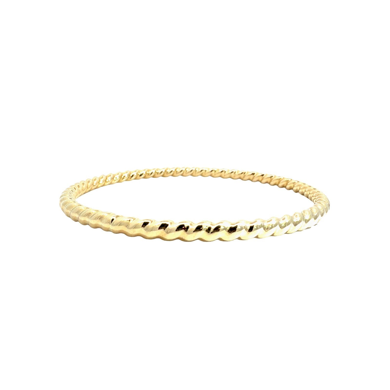 14k Yellow Gold Scalloped Twisted Rope Bangle Bracelet 7.5"2