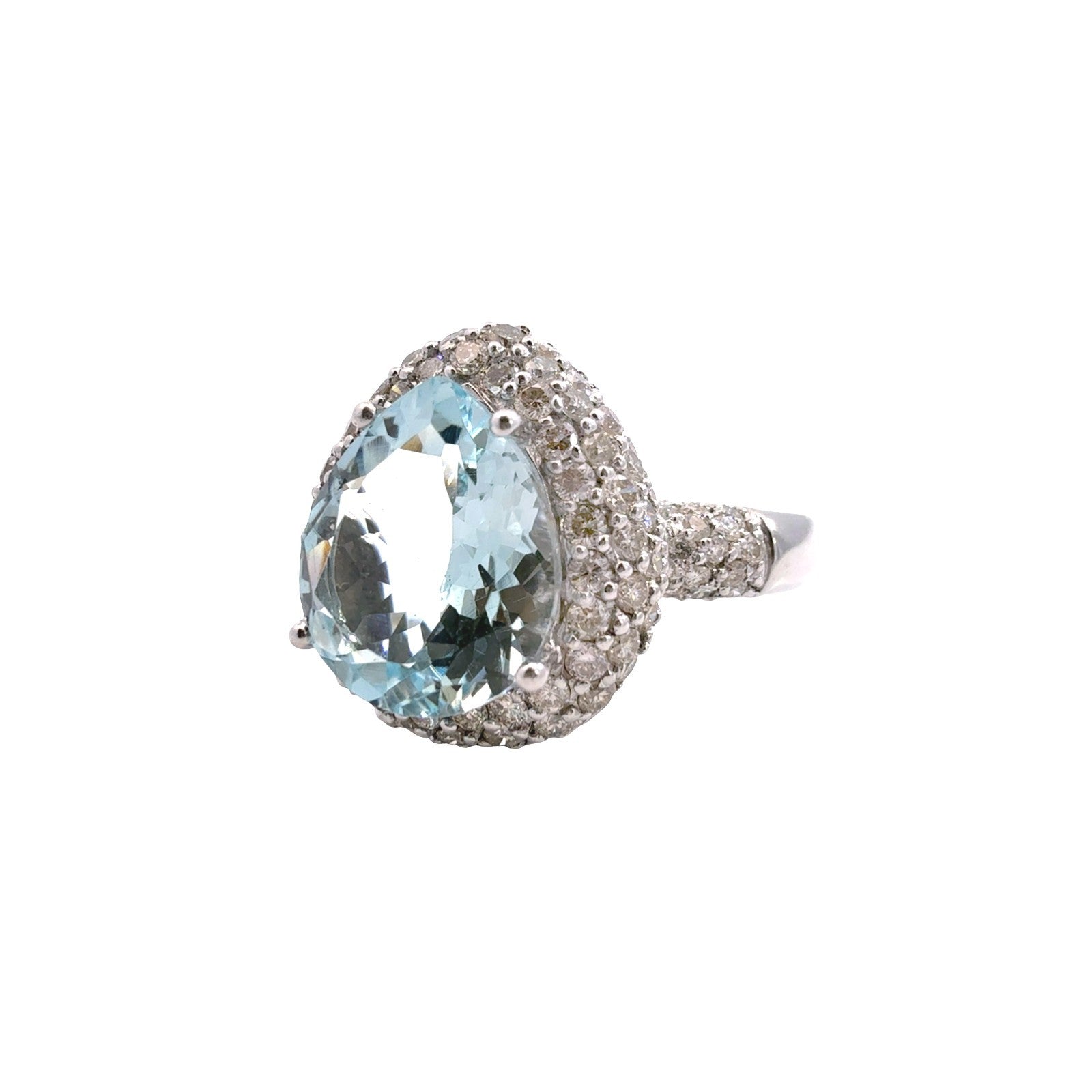 Le Vian 14k White Gold 3.60tcw Aquamarine 1.73cttw Diamond Halo Cocktail Ring1