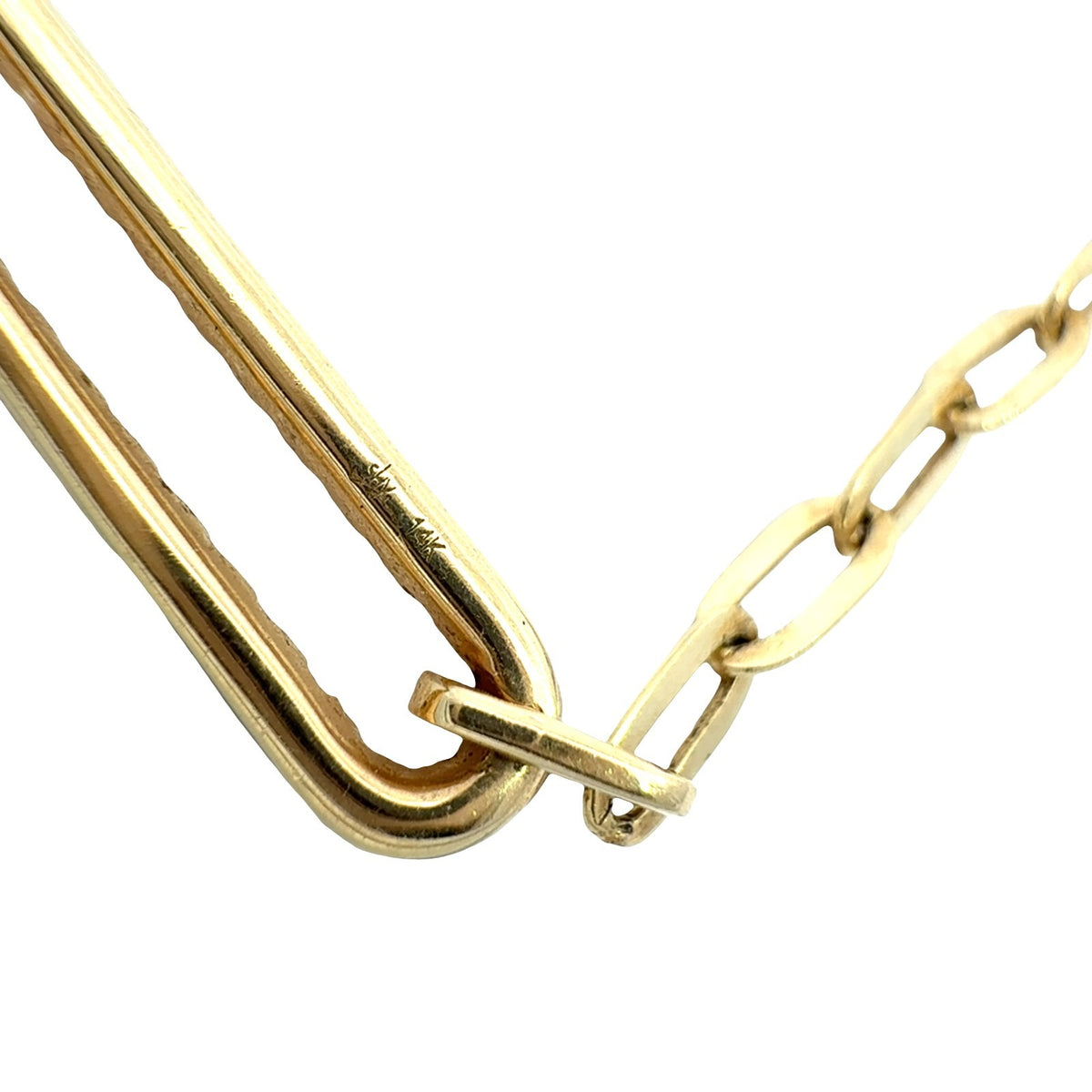 14k Yellow Gold & 0.26cttw Diamond Open Link Paperclip Chain Necklace 18"5