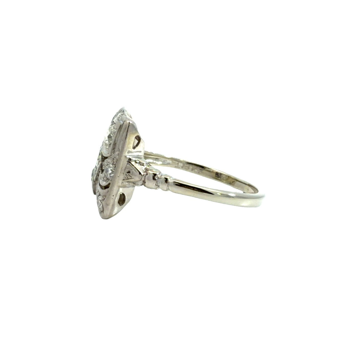 Vintage Art Deco White Gold 0.73cttw Diamond Filigree Cocktail Ring Size 84