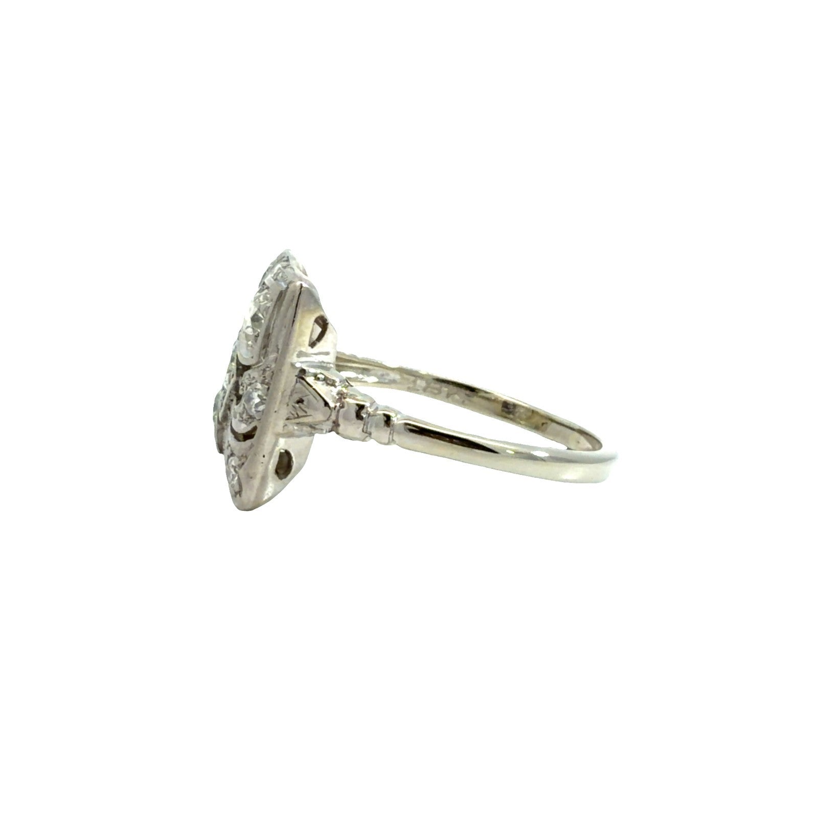 Vintage Art Deco White Gold 0.73cttw Diamond Filigree Cocktail Ring Size 84