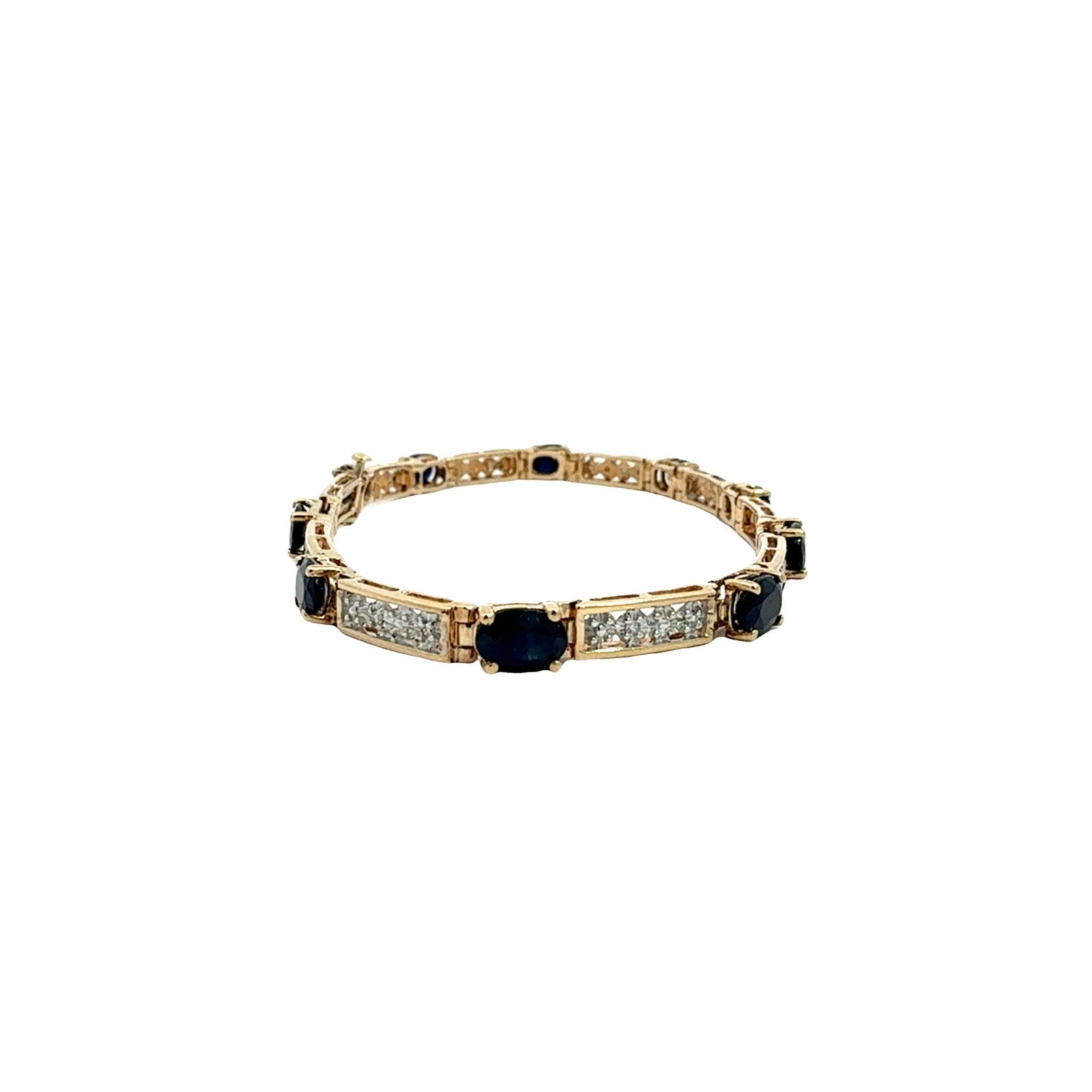 10k Yellow Gold 5.48cttw Sapphire and 0.13cttw Diamond Bracelet4