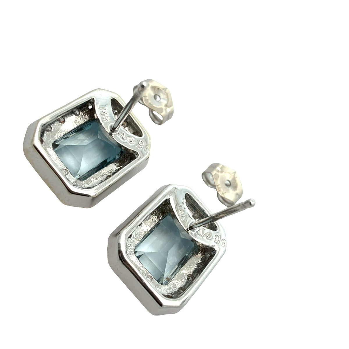 14k White Gold 1.97cttw Aquamarine andd 0.22cttw Diamond Halo Stud Earrings5