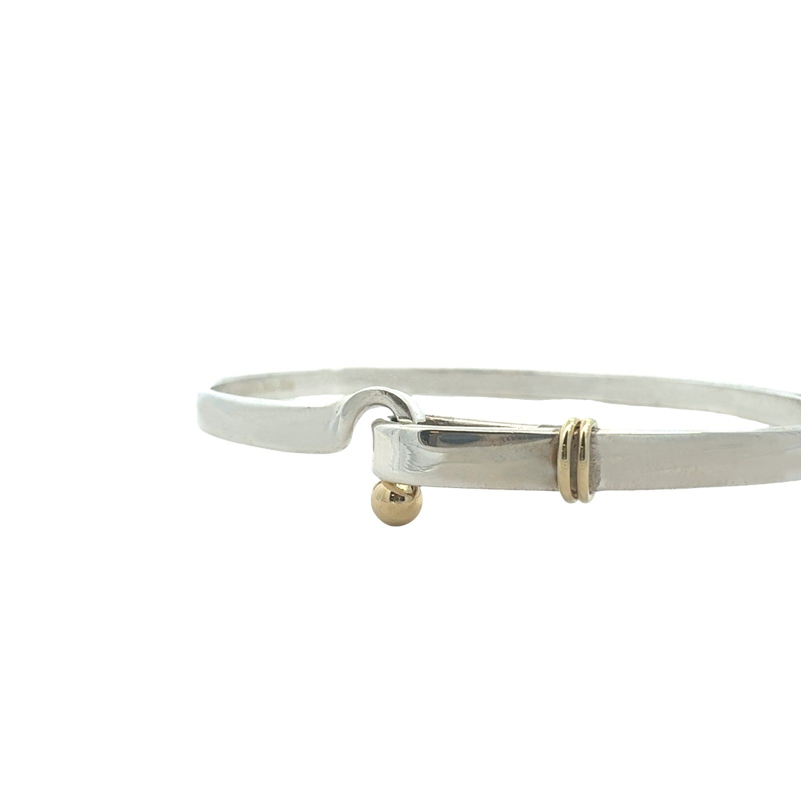 Tiffany & Co. Sterling Silver and 18k Yellow Gold Hook and Eye Bangle Bracelet2