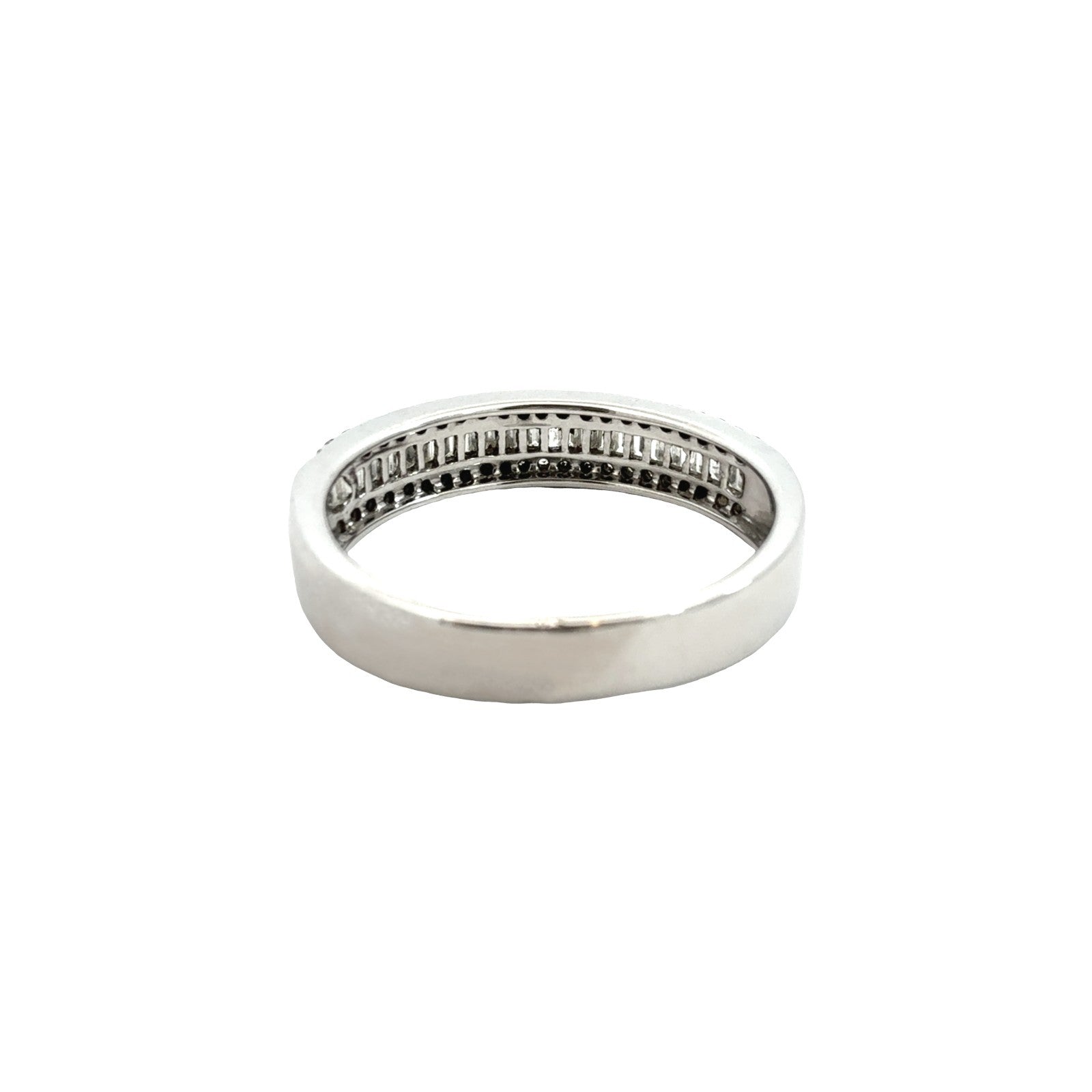 18k White Gold Round and Baguette 0.82cttw Diamond Half Eternity Ring Size 7.752