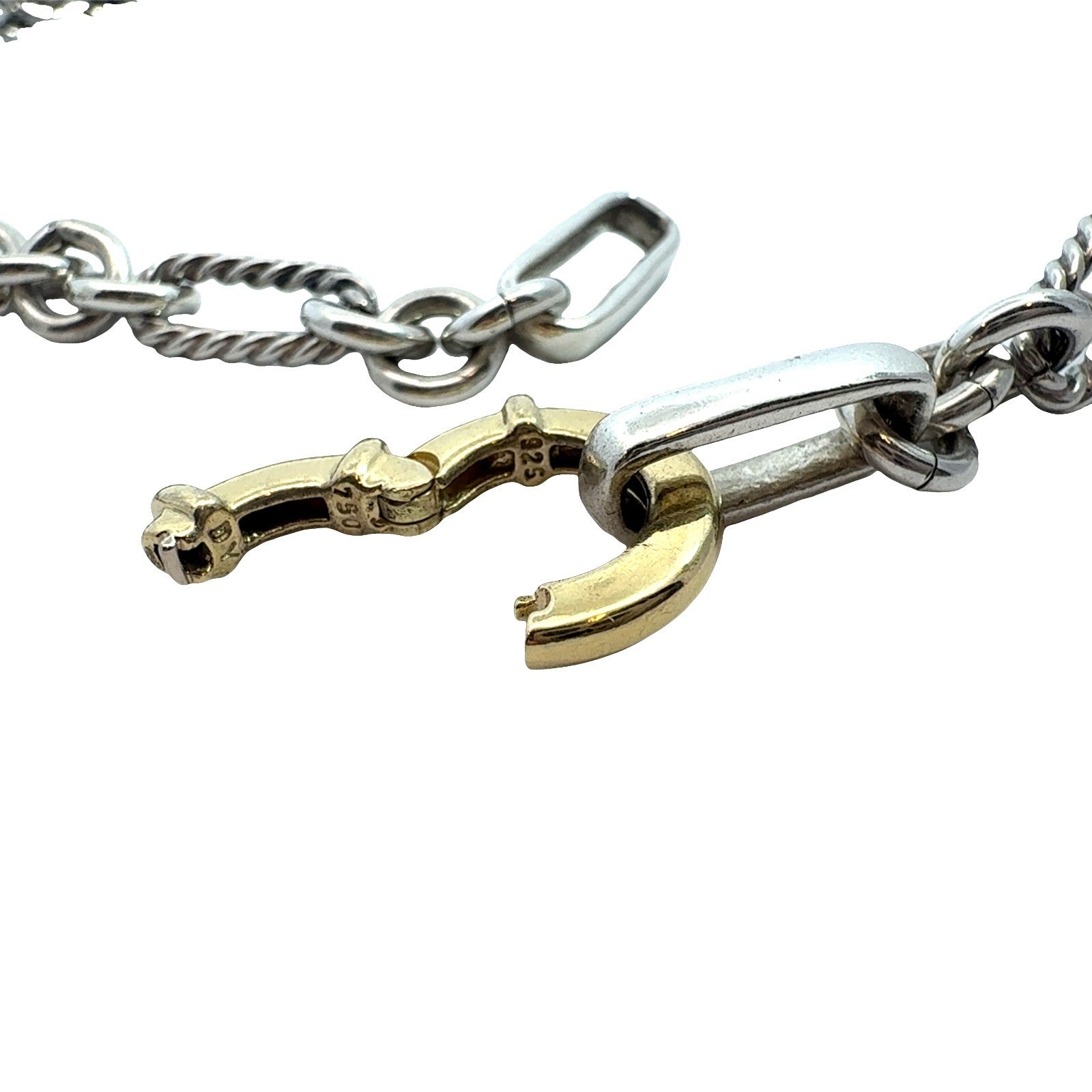 David Yurman Sterling Silver and 18k Yellow Gold Circular Clasp Chain Necklace5