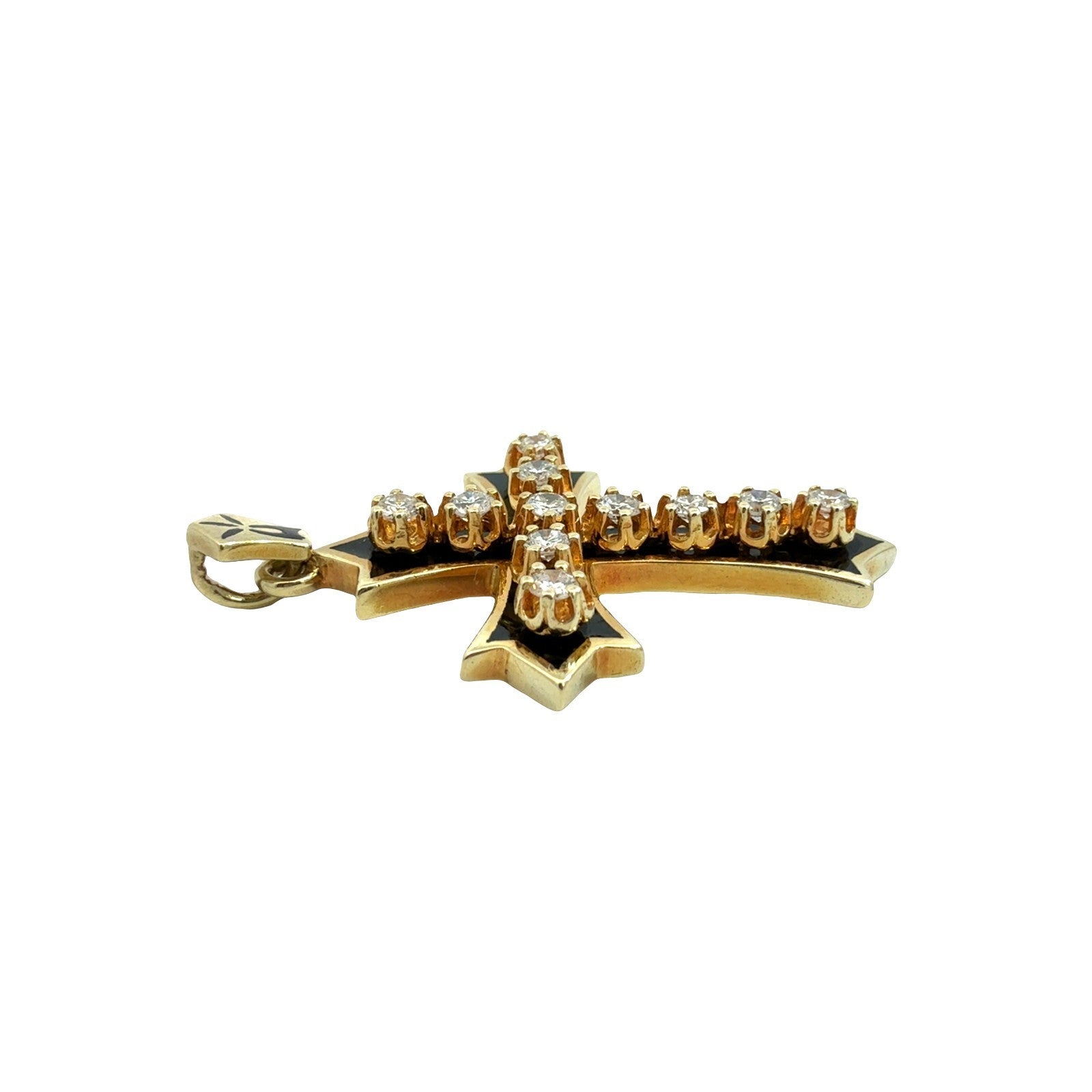 Vintage Victorian-Style 14k Yellow Gold 0.41cttw Diamond Cross Pendant2