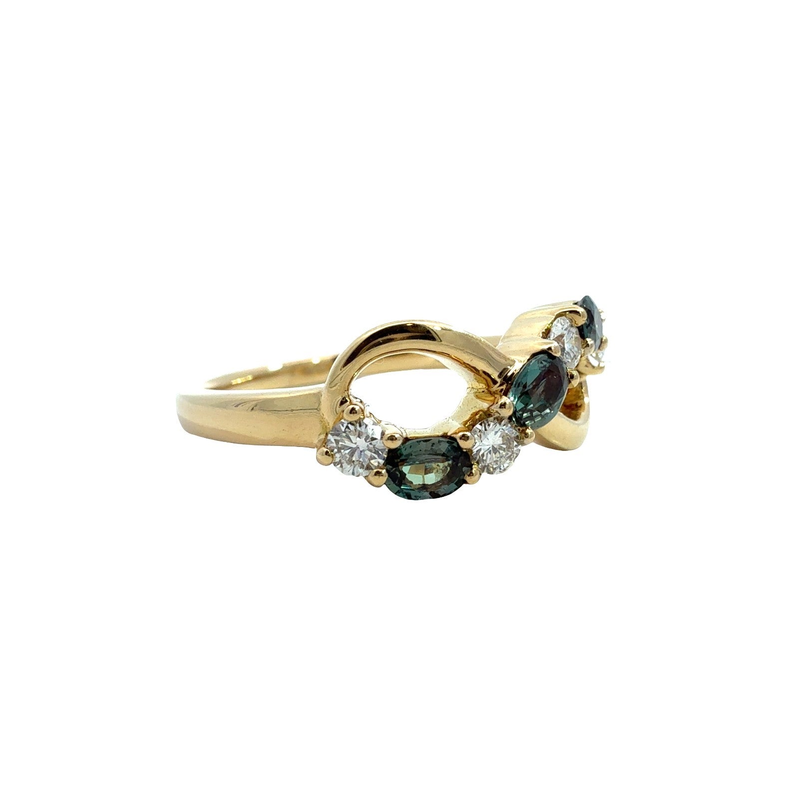 18k Yellow Gold 0.43cttw Alexandrite and 0.26cttw Diamond Infinity Ring0