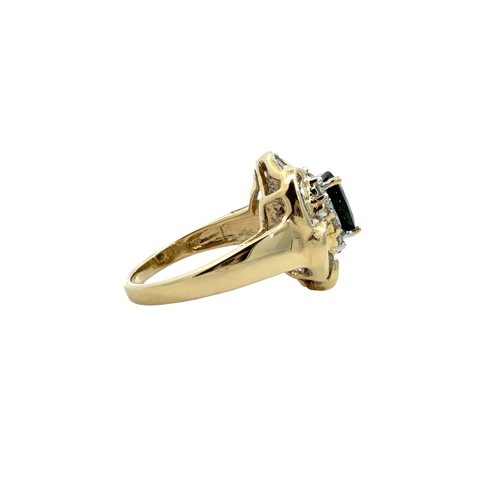 Vintage 14k Yellow Gold 1.60tcw Sapphire and 1.00cttw Diamond Floral Halo Ring2