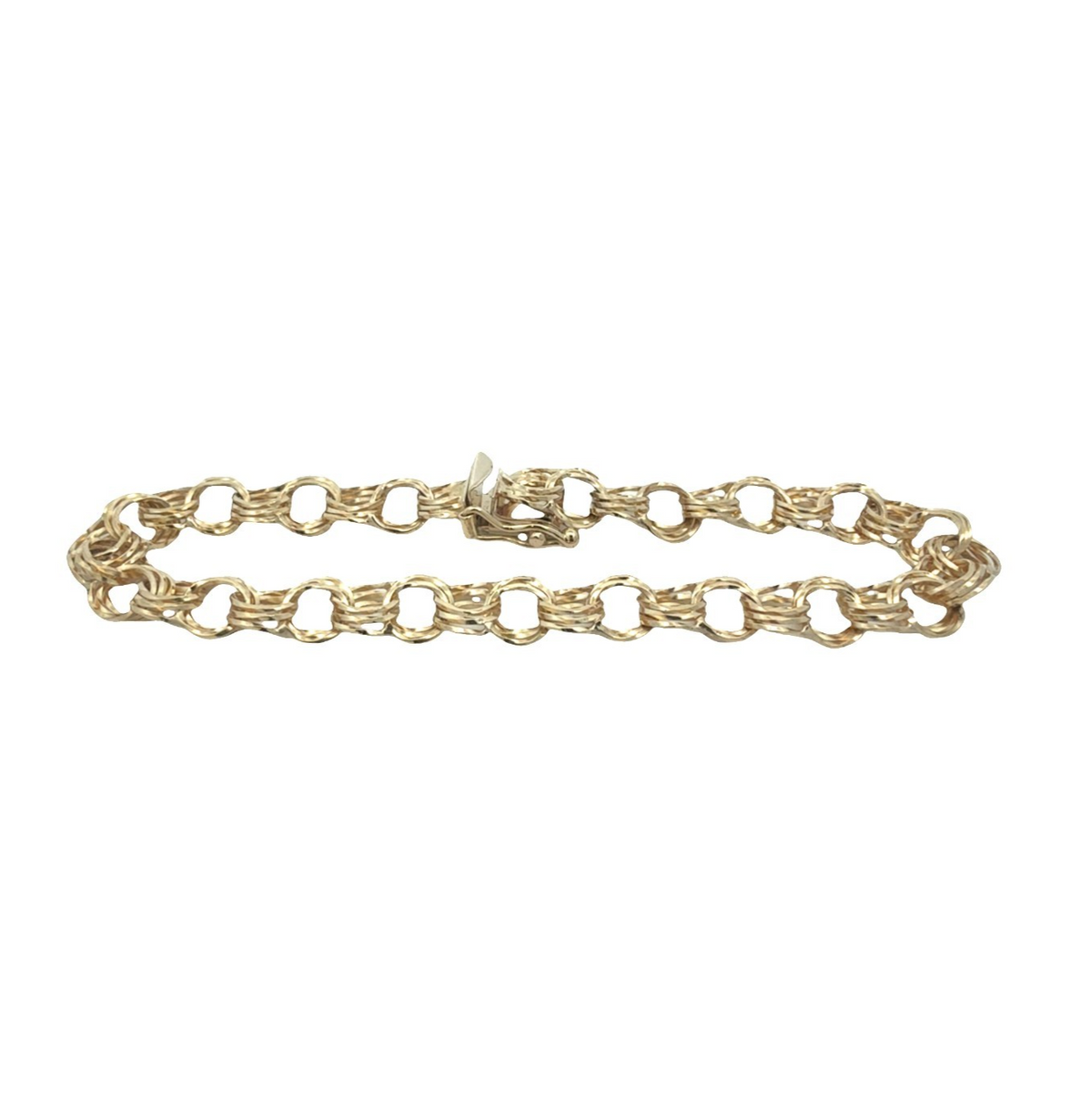 14k Yellow Gold Stamped Link Chain Bracelet 7.5"0