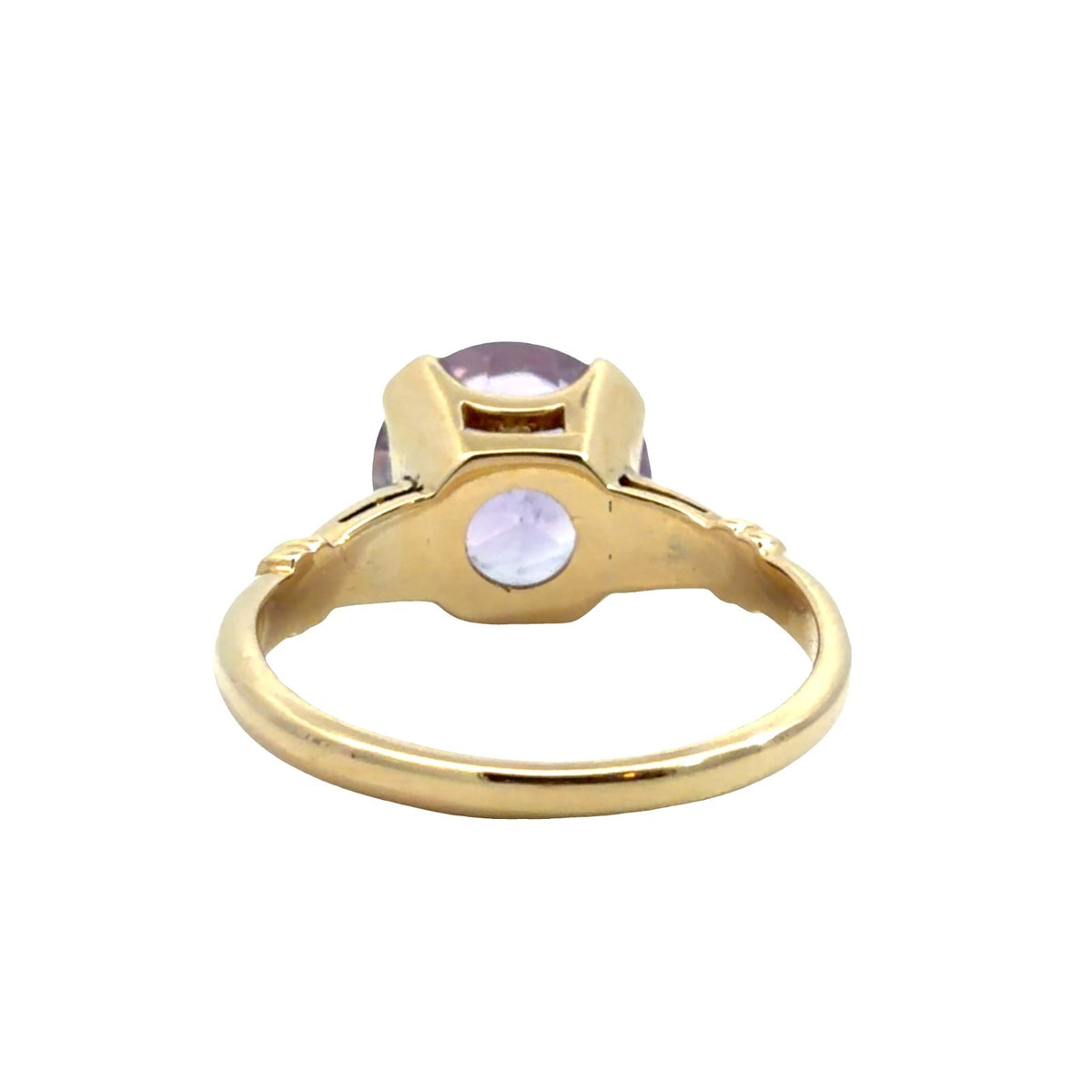 Vintage 14k Yellow Gold Stamped Ring with 3.38ctw Solitaire Amethyst Size 53