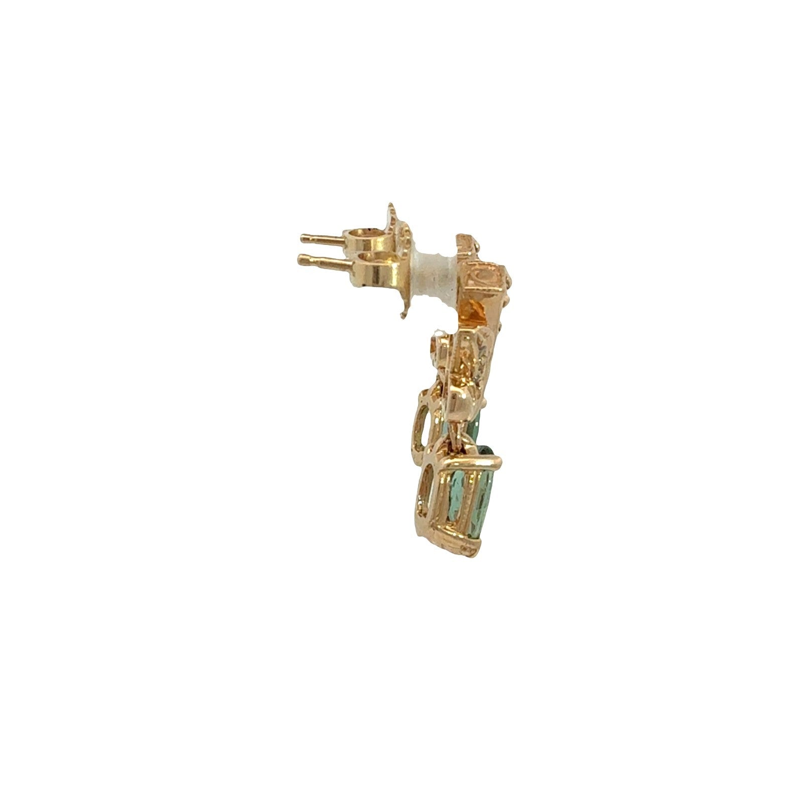 Vintage 14k Yellow Gold 0.05cttw Diamond and 1.03cttw Chrysoberyl Drop Earrings2