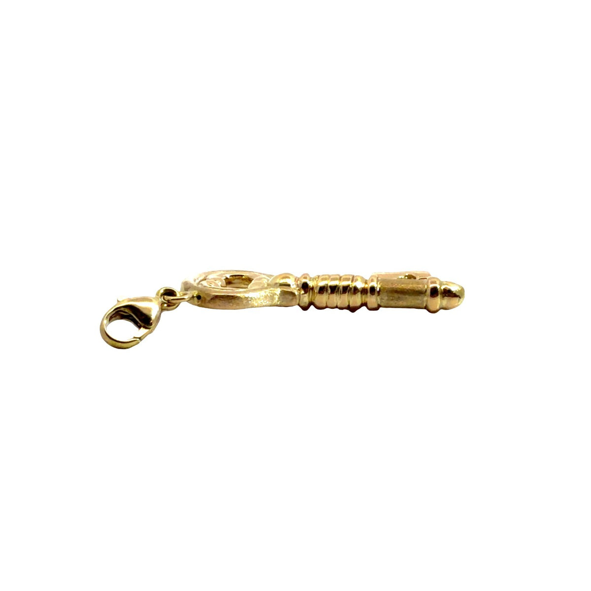 18k Yellow Gold Italian Skeleton Key Charm Pendant2