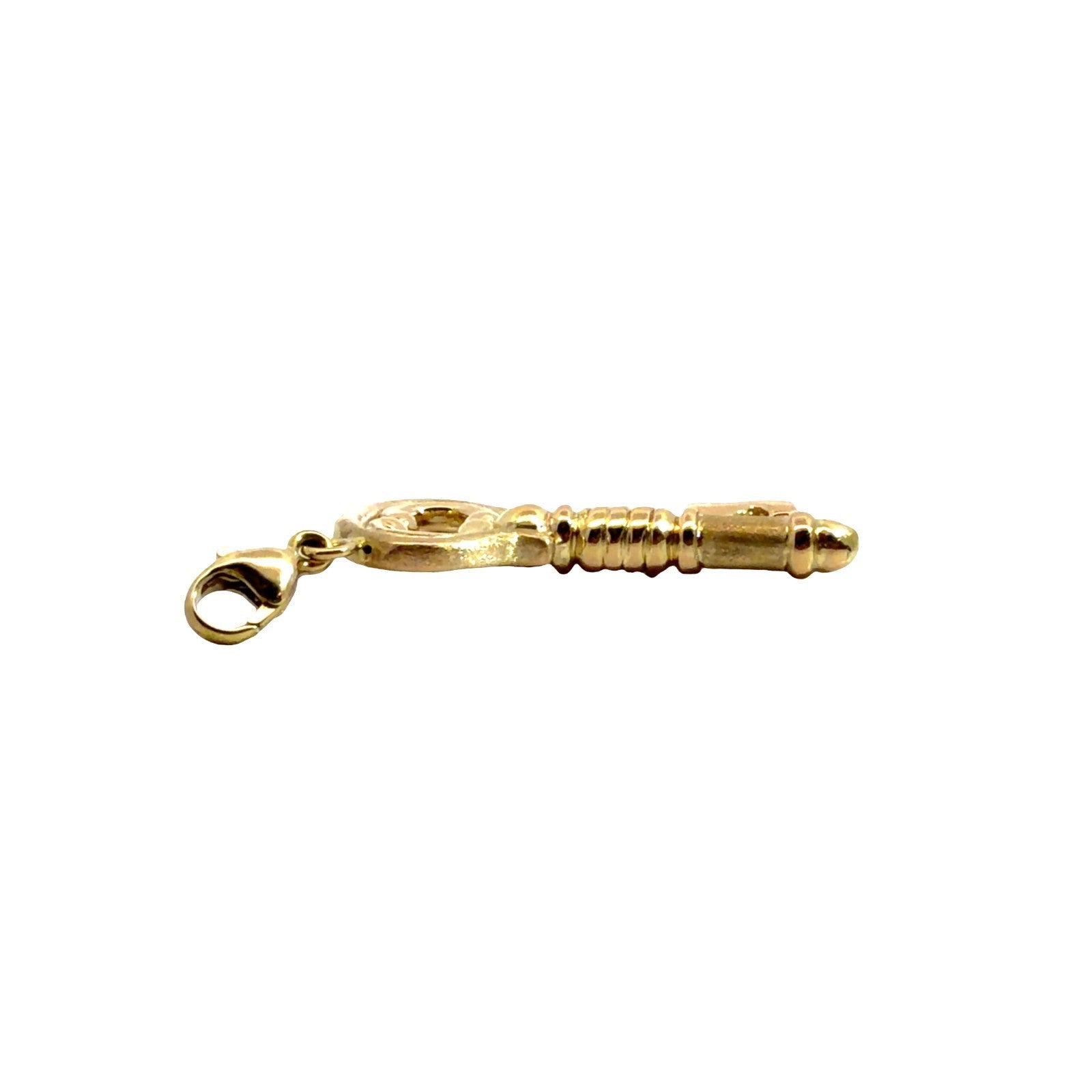 18k Yellow Gold Italian Skeleton Key Charm Pendant2