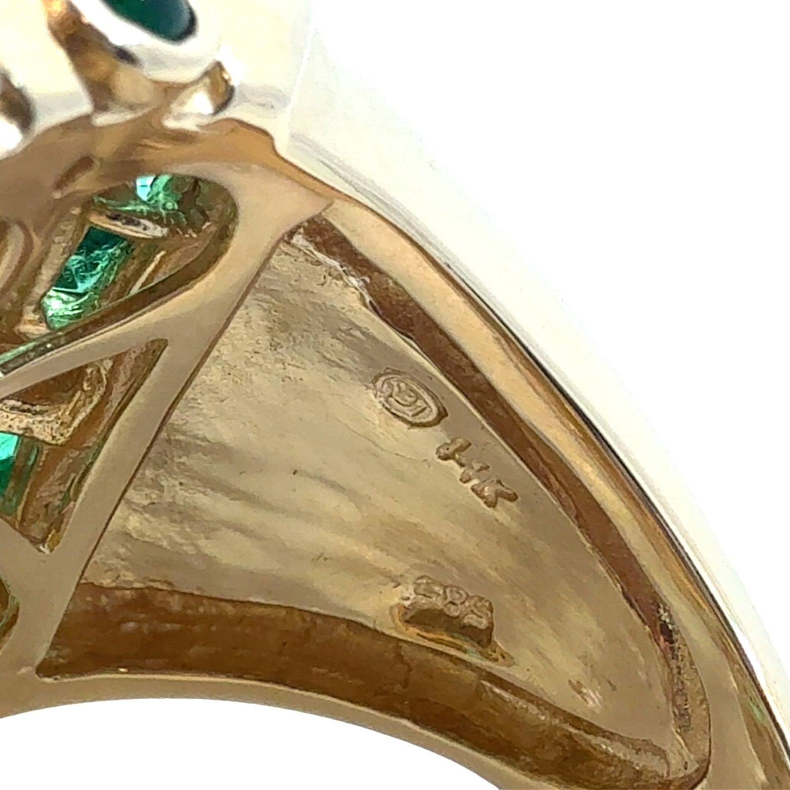 Vintage 14k Yellow Gold 0.30cttw Diamond 1.70cttw Emerald Woven Cocktail Ring5