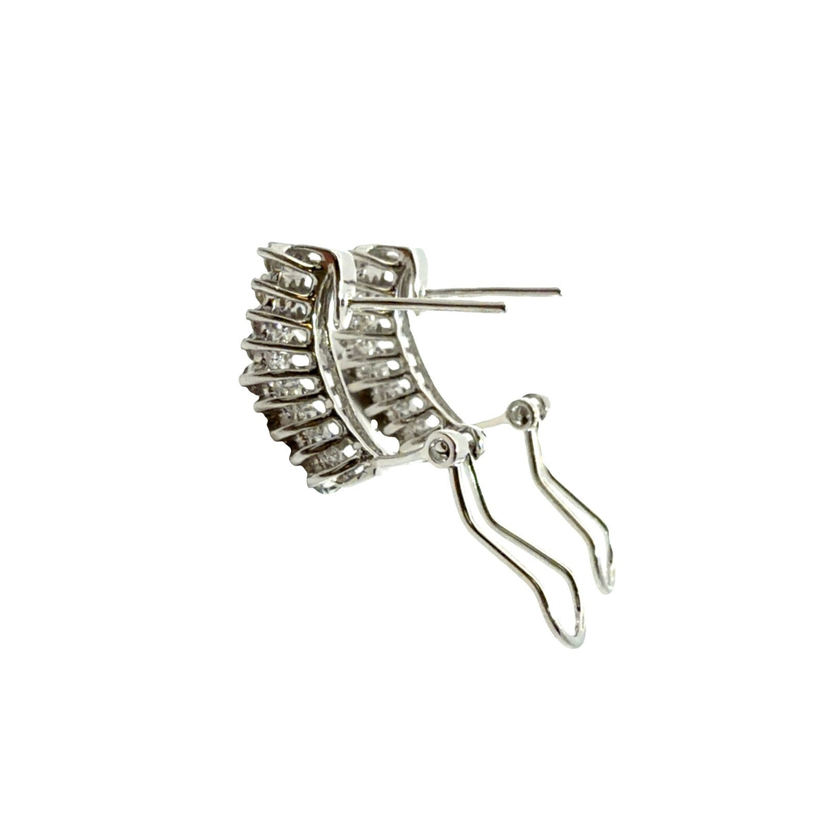 14k White Gold 1.00cttw Diamond Cluster Quarter Hoop Earrings3