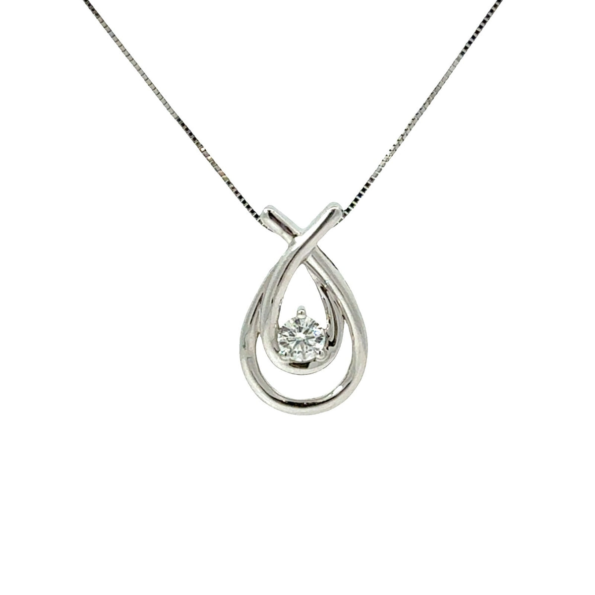 10k White Gold 0.24ctw Diamond Pendant Necklace0