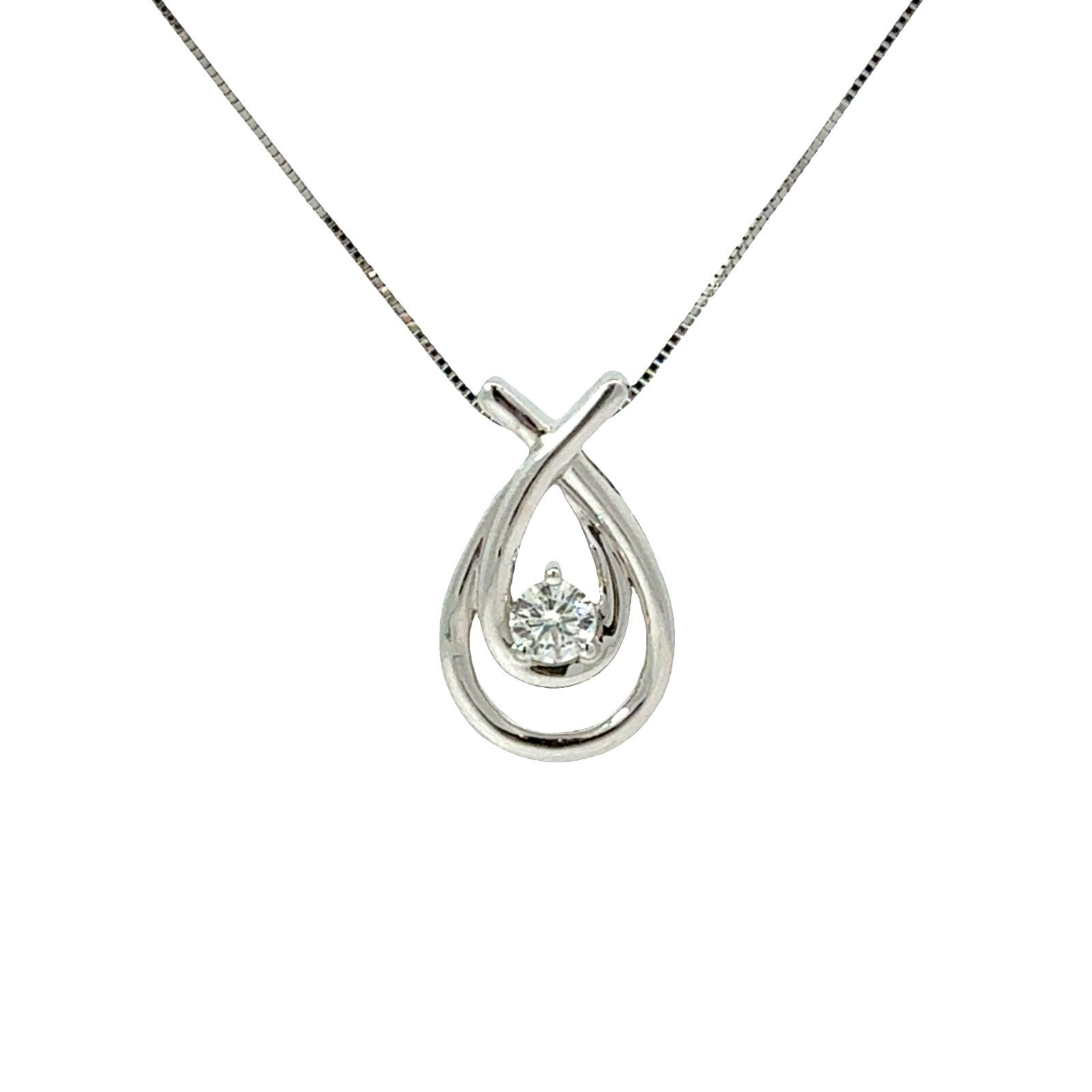 10k White Gold 0.24ctw Diamond Pendant Necklace0