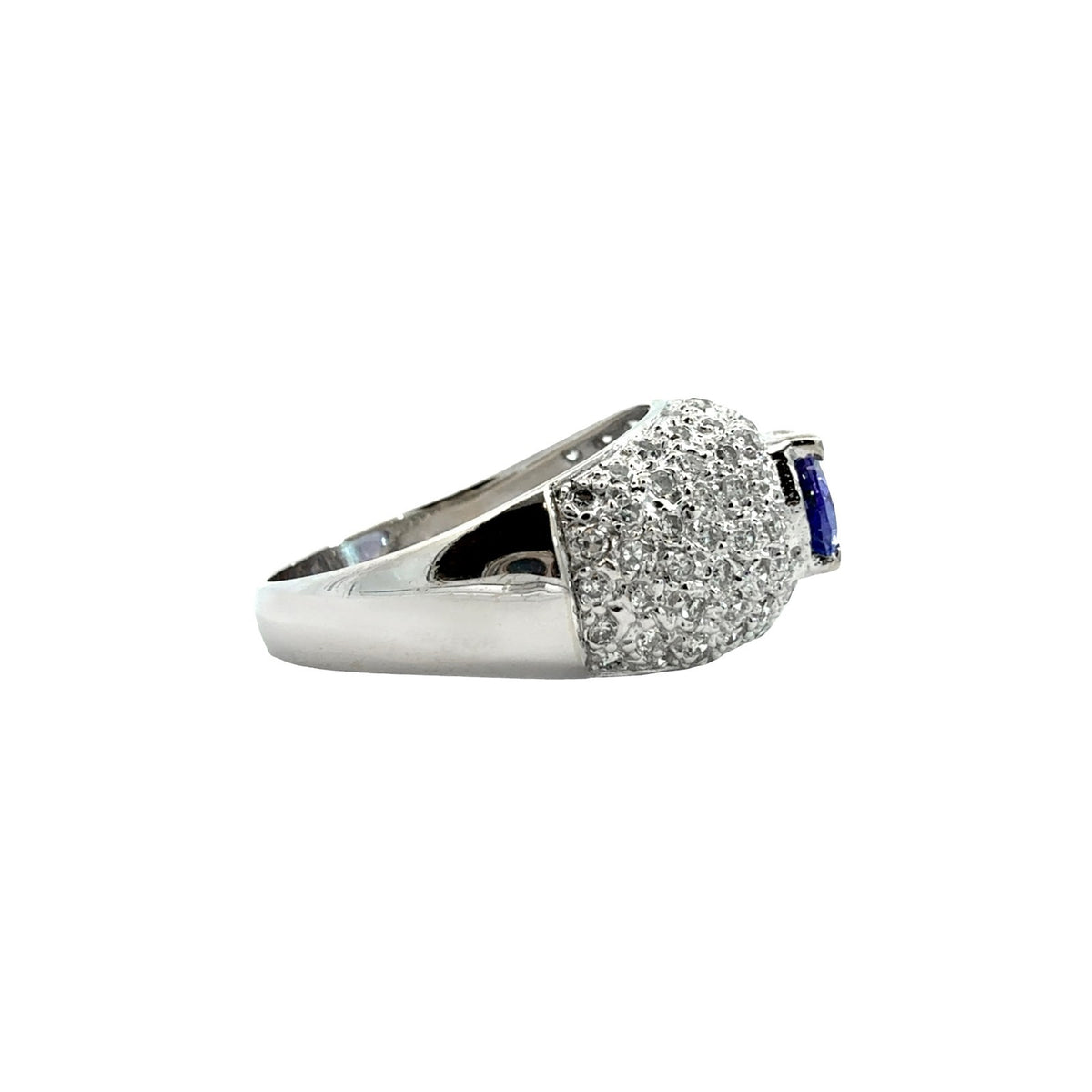 14k White Gold 0.96tcw Tanzanite and 0.47cttw Pave Diamond Dome Cocktail Ring2
