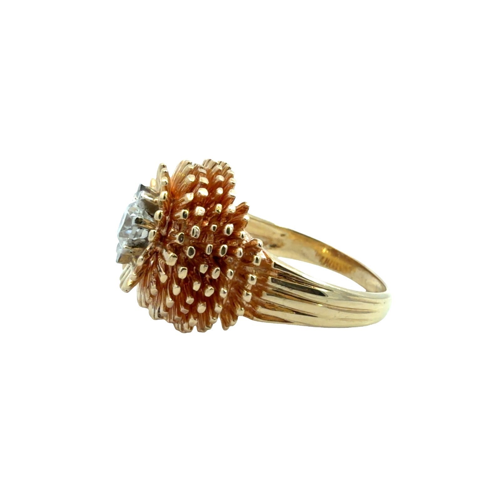 Vintage Stamped 14k Yellow Gold 0.45ctw Diamond Starburst Ring Size 60
