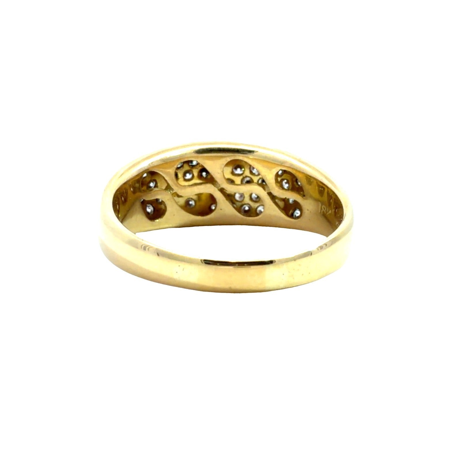 Stamped 18k Yellow Gold Dome Ring with Pavé Set 0.91ctw Diamonds Size 8.52