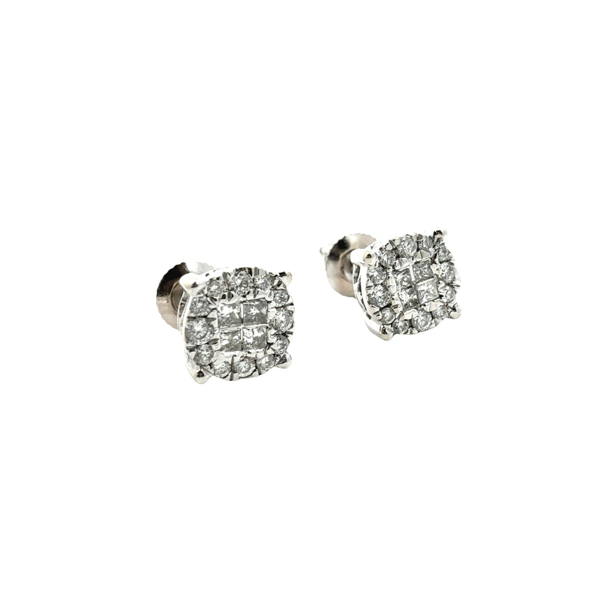 14k White Gold 0.26cttw Diamond Cluster Stud Earrings2