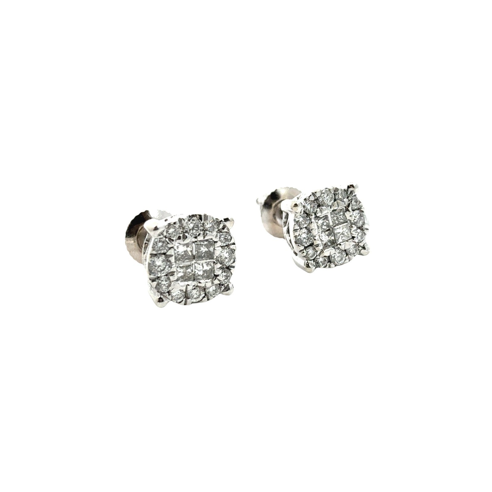 14k White Gold 0.26cttw Diamond Cluster Stud Earrings2