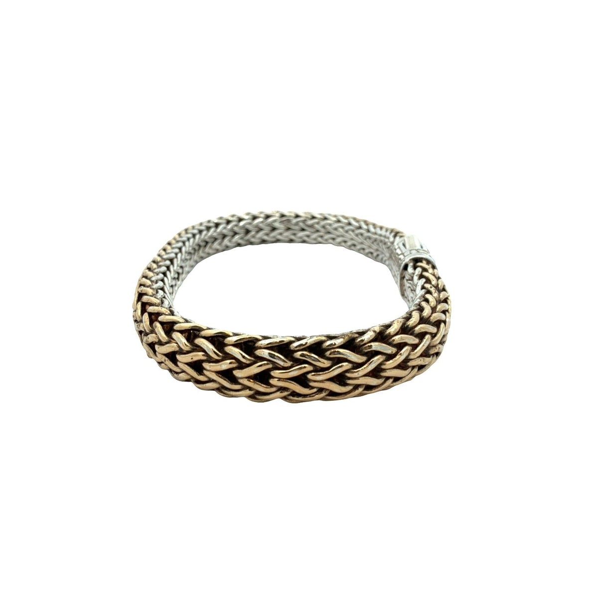 John Hardy Sterling Silver 18k Yellow Gold Accent Woven Chain Bracelet XL3