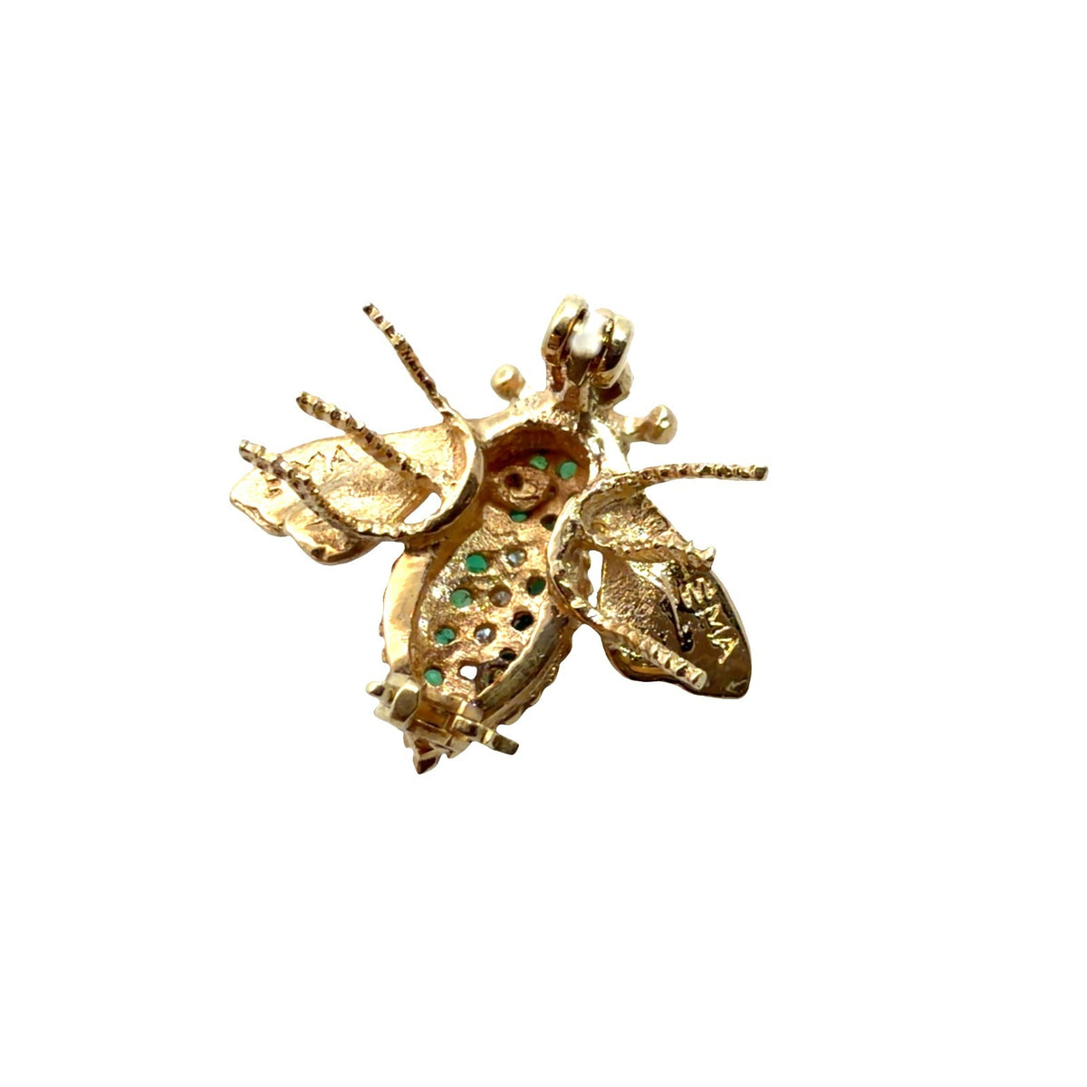 Vintage EMA Yellow Gold 0.14ctw Emerald & 0.09ctw Diamond Bug Brooch8