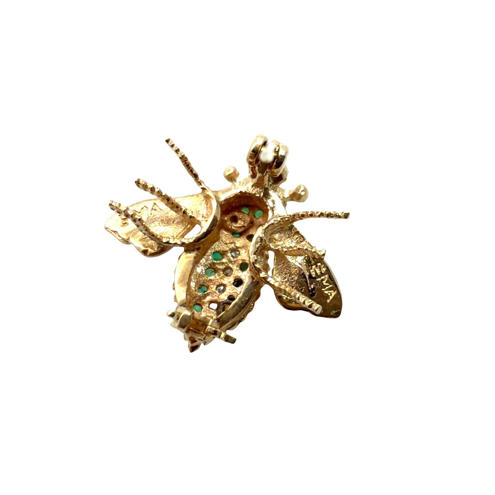 Vintage EMA Yellow Gold 0.14ctw Emerald & 0.09ctw Diamond Bug Brooch8
