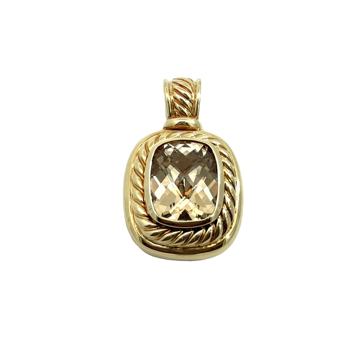 David Yurman 18k Yellow Gold Cushion-Cut 6.03tcw Citrine Enhancer Pendant0