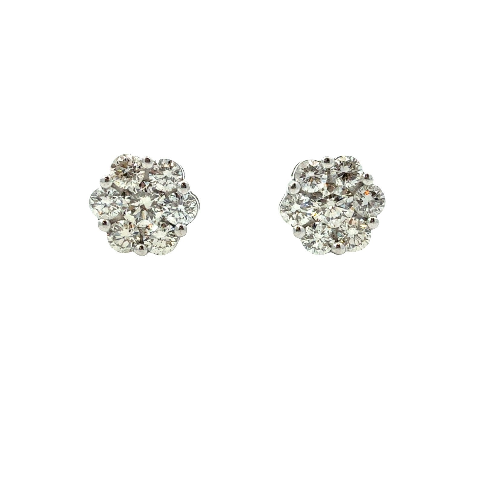 10k White Gold 0.64ctw Diamond Flower Cluster Stud Earrings0