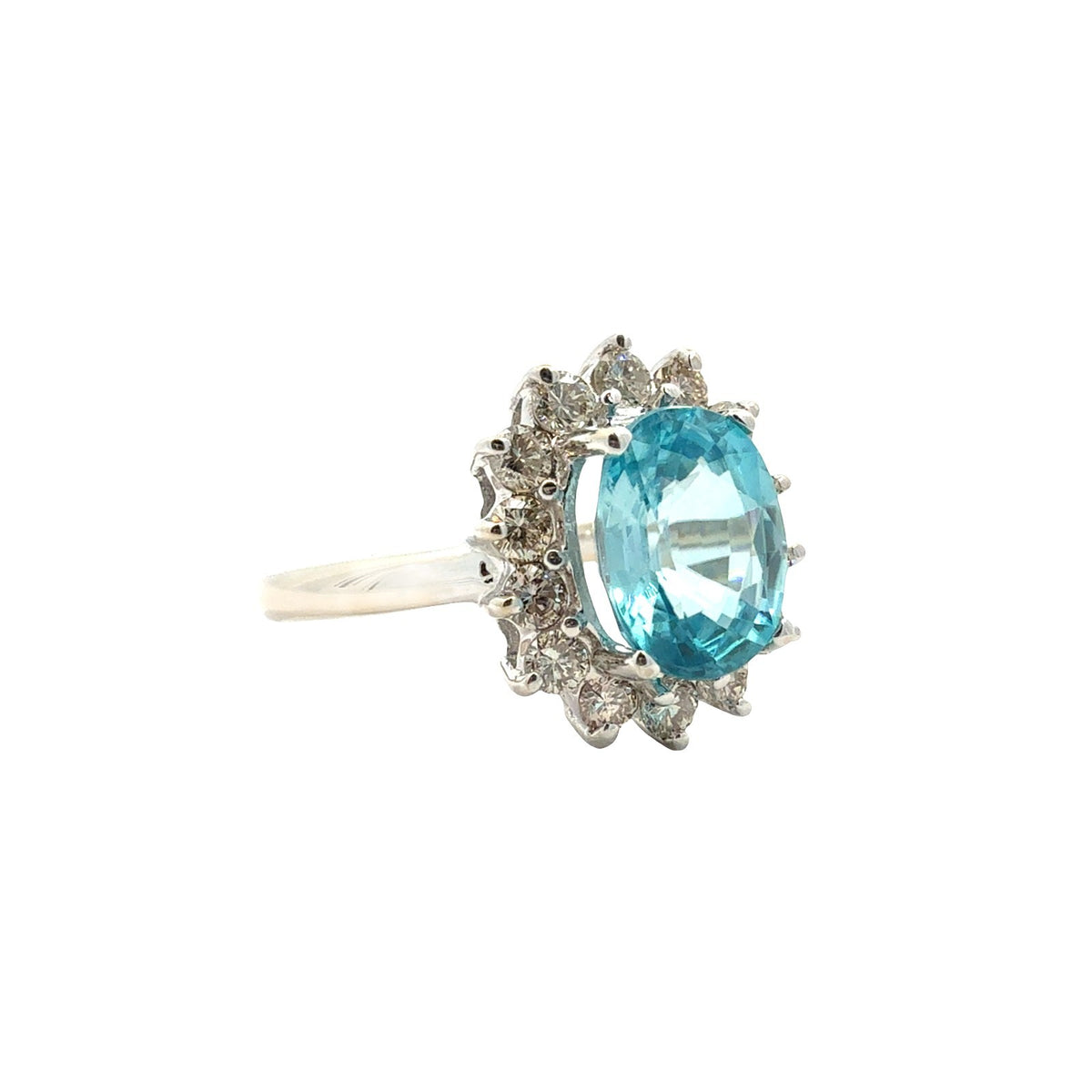 18k White Gold Oval 2.78tcw Topaz and 0.77cttw Diamond Halo Cocktail Ring1