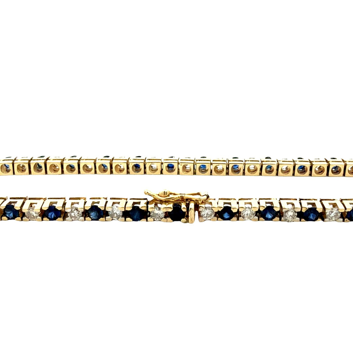 14k Yellow Gold 2.40cttw Sapphire and 1.35cttw Diamond Tennis Bracelet1